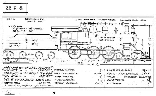 locomotive drawings for engine no. 1102